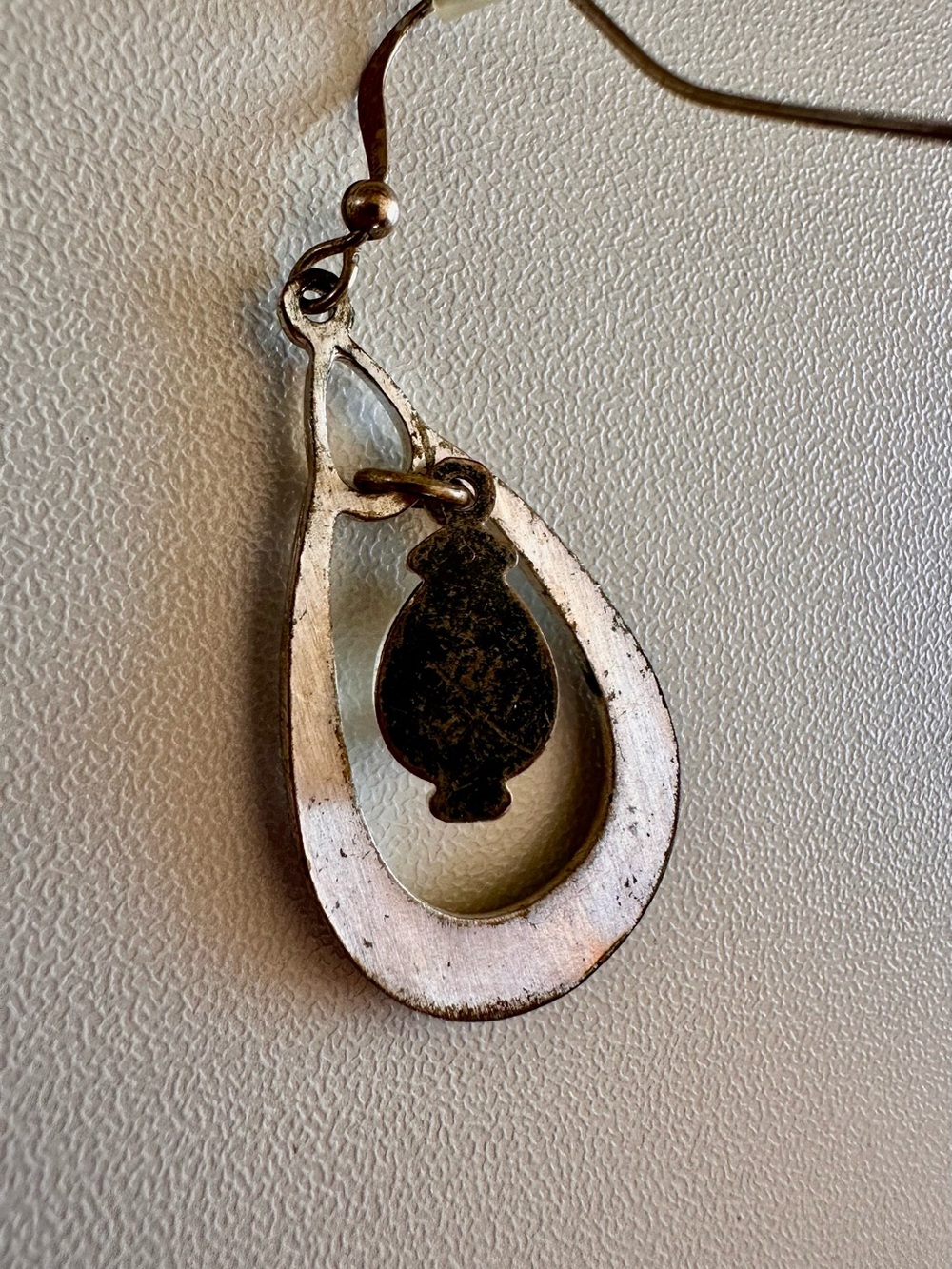 Vintage Silver-Tone Teardrop Dangle Earrings with Crystal Accent - Women Jewelry - Picture 7 of 10